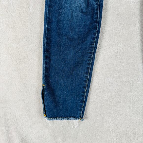 Judy Blue Jeans Womens 1/25 Medium Wash Blue Denim Destroyed Raw Slit Hem Skinny - Picture 5 of 12
